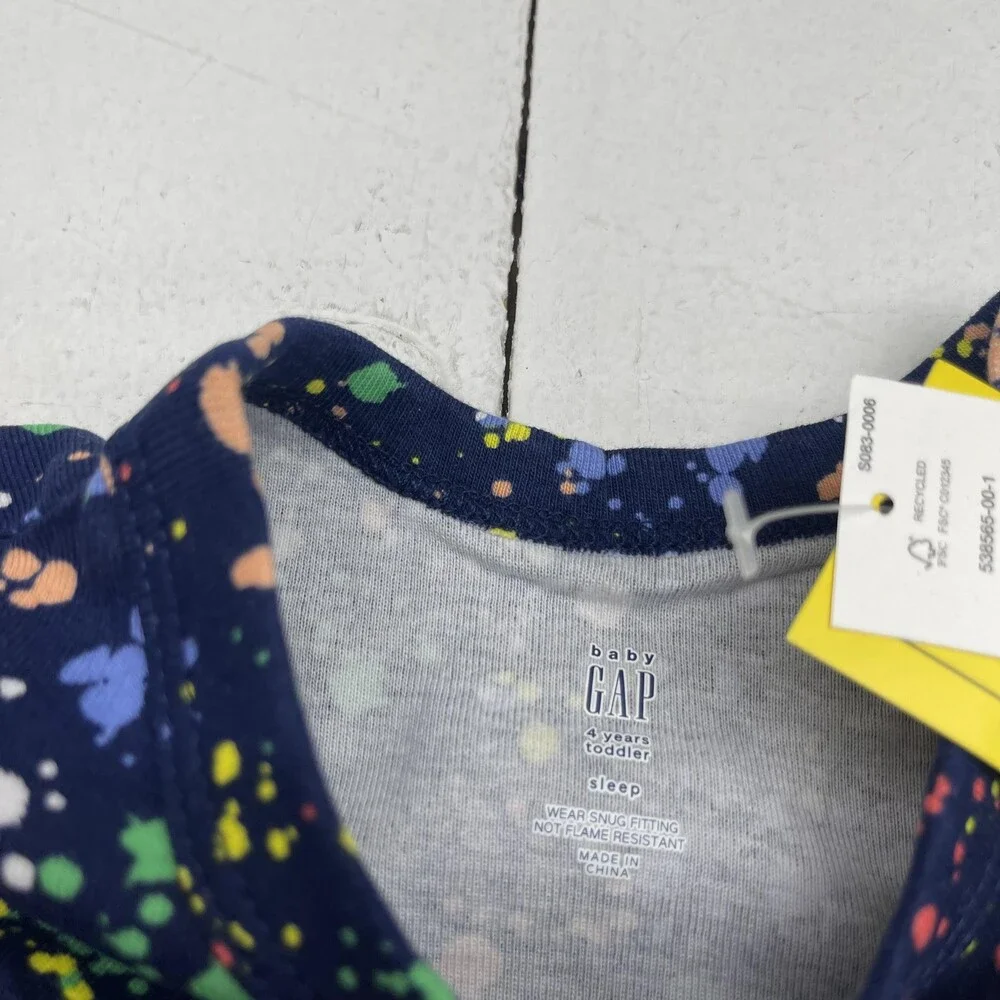 Gap Pajama Set Kids 4 Years Multicolor Paint Splatter Cotton 2 Piece Sleepwear